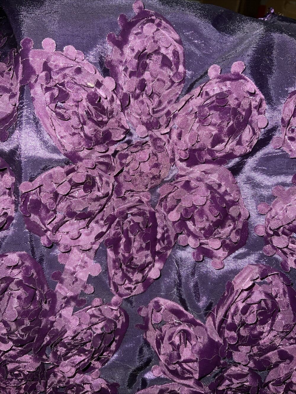 3D FLOWER FLORAL PURPLE VIOLET FABRIC 1.5 YARDS